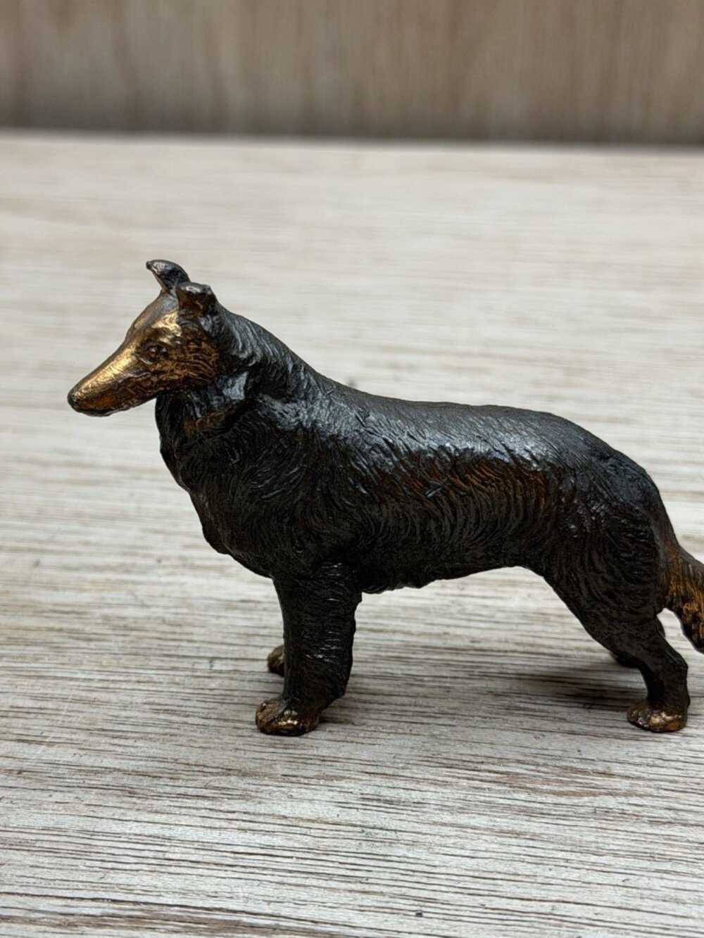 Vintage Border Collie Brass Copper Lassie Dog Made In USA
